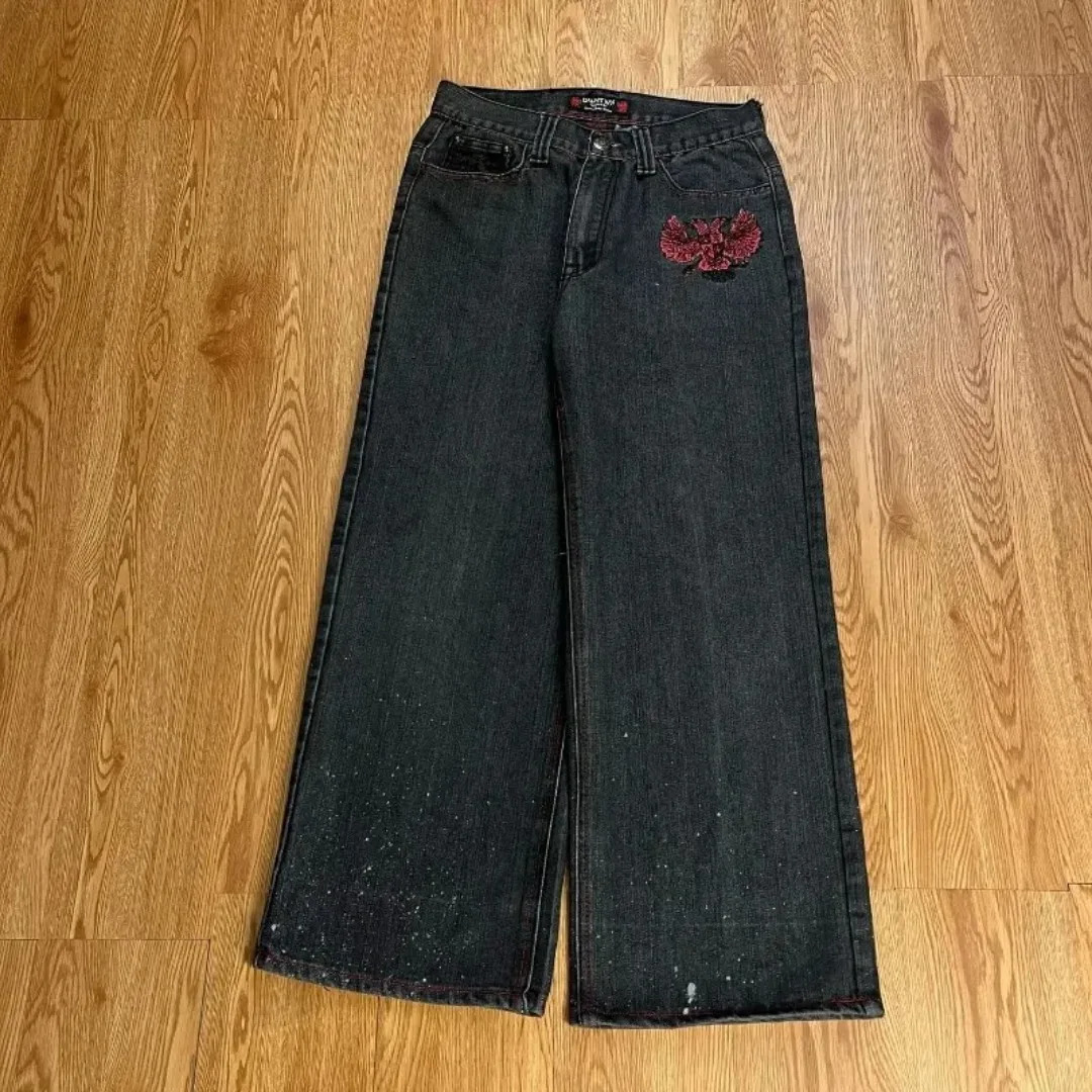 2024 American Diversified Washed Retro Gradient Loose Jeans Y2K Fashion Casual Gothic High Waist Pants For Men And Women 241024