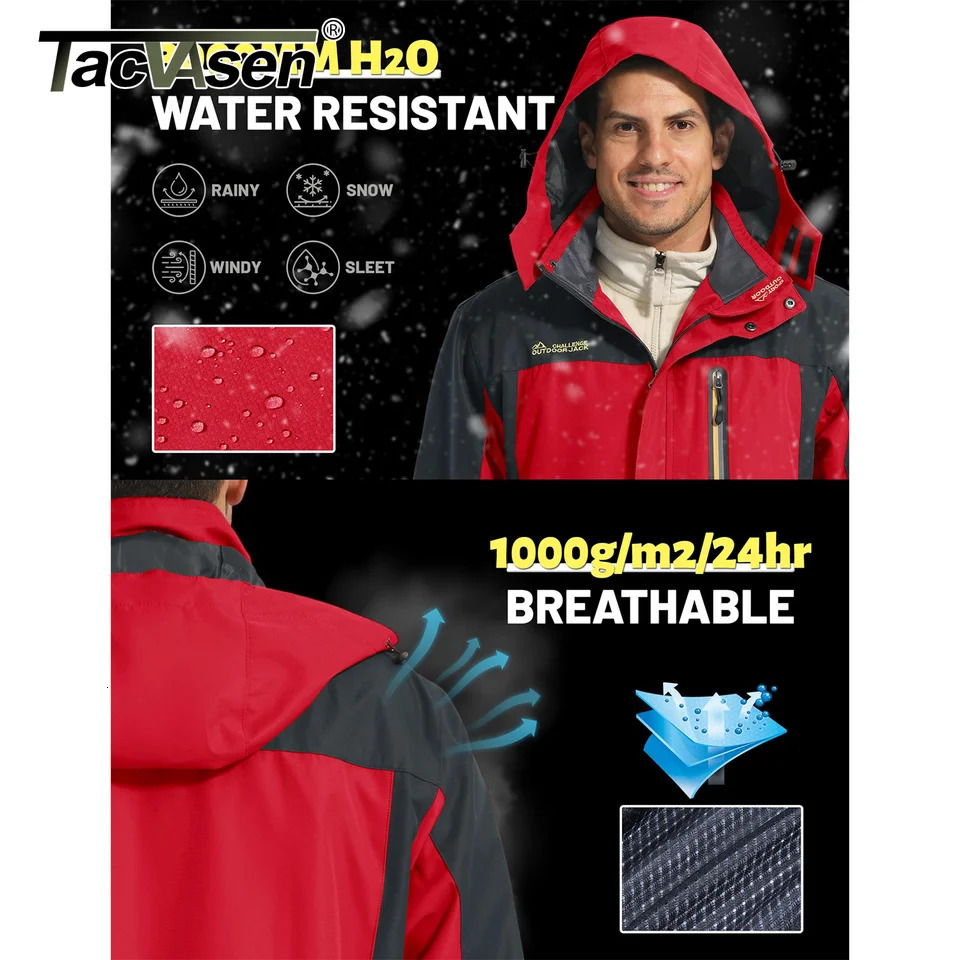 TACVASEN Waterproof Lightweight Jacket Mens Mesh Lined Outdoor Windproof Fishing Hiking Rain Coat Male Windbreaker 241024