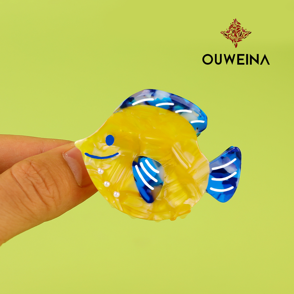 Cute grab clip medium blue acetate hair clips female back of the head plate hair grab shark clip hair card headdresses