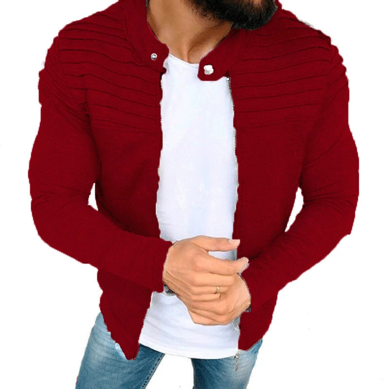 Mens Collar Jackets Black Lightweight Sweatshirts Full Zip Up Neck Long Sleeve Tops with Pocket Autumn Winter Outwear Jacket 241024