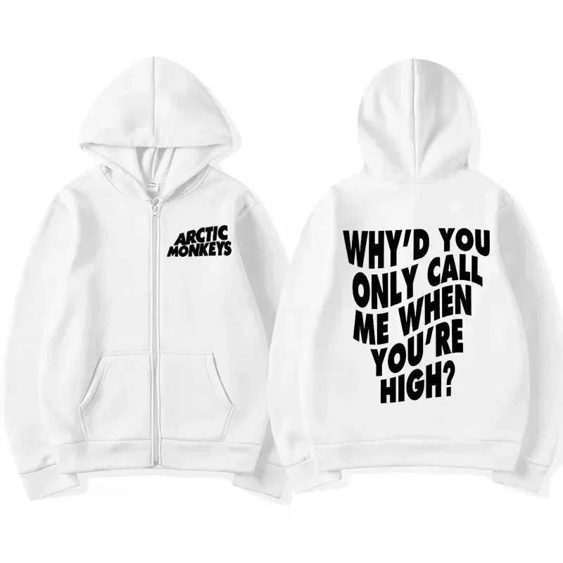 Why do you only call me when youre excited about the Arctic monkey zip up hoodie? Zipper sweatshirt mens hip-hop fashion jacket hooded X241031
