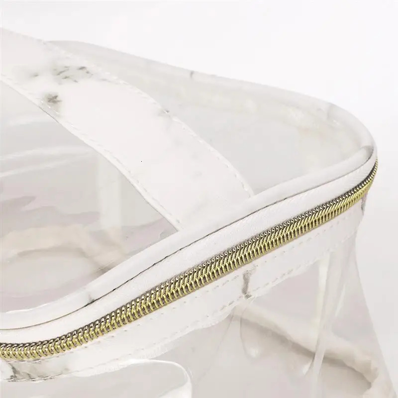 Waterproof transparent PVC marble printed bathroom makeup bag womens makeup box travel makeup cleaning organizer toilet storage kit 241031