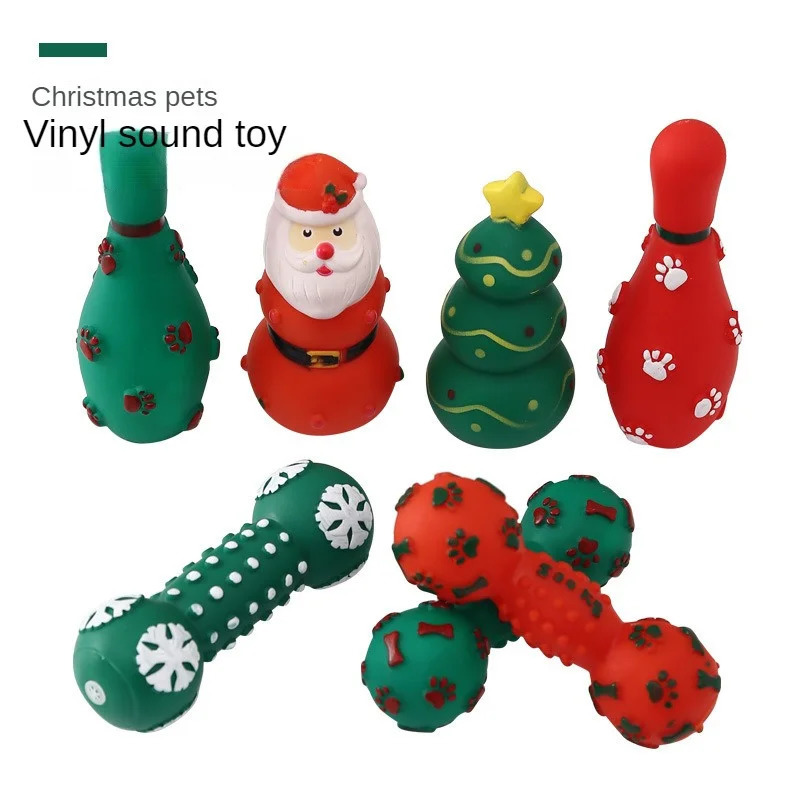 5PCS Christmas Dog Toys Very Suitable For Grinding Teeth Vinyl Sound Toy Comfortable Rubber Pet Supplies Durable 241028