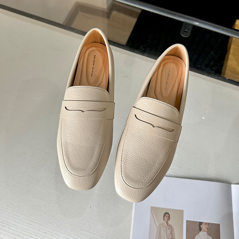 moccasins soft Korean 80187 designer cowhide flat shoes black/white genuine leather espadrilles women casual loafers
