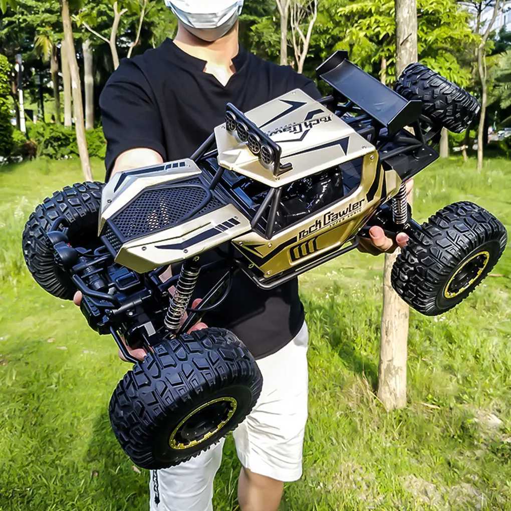 4WD metal alloy body RC truck off-road 4x4 2.4G 1/8 all terrain large rock track remote control car toy childrens toy gift X241101
