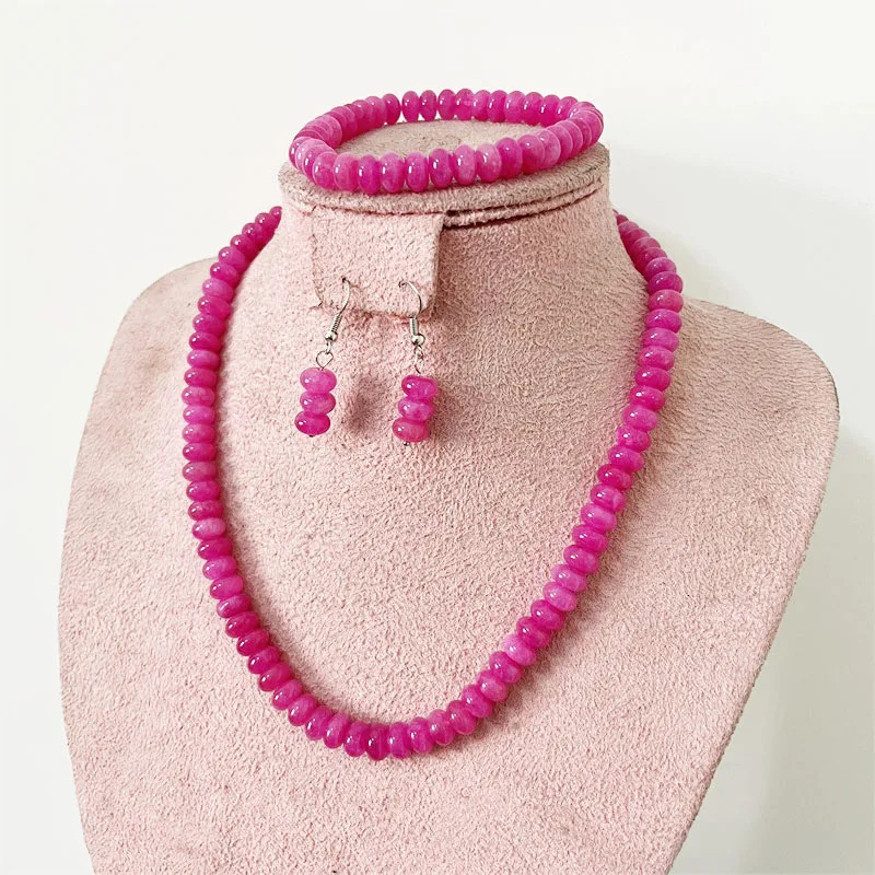 5 * 8MM oval purple red ruby natural stone jewelry set beads necklace earrings bracelet necklace trend simple n 241031