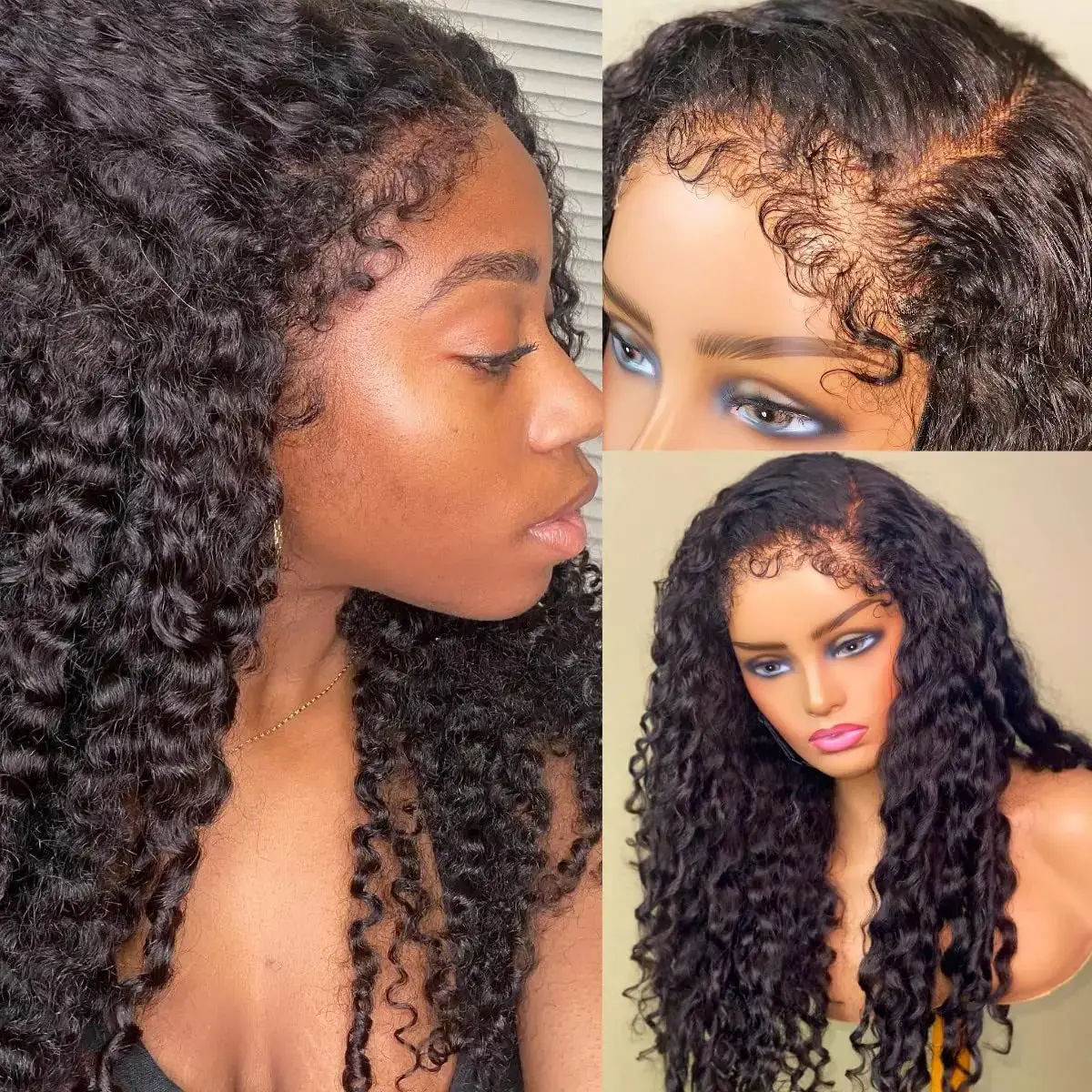 Kinky curly Wig Transparent 360 full Lace Frontal Wig Curly Human Hair Wigs 360 Pre Plucked Glueless hd lace front wig with curly baby hair 150% HD in