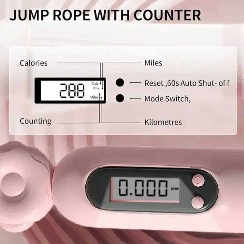 Fitn Exercise Ectronic Counting with Countdown Rope Professional Fat Burning Adult Counting Timed RopeW241101