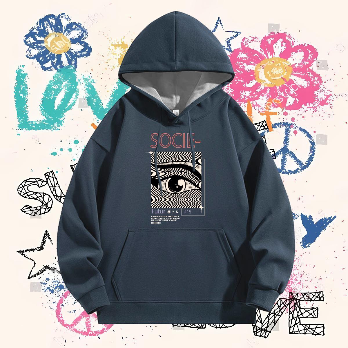 Custom Woman Hoodie Street wear Hip Hop Loose Fit Unisex Hooded Sweatshirt Customized Tech Fleece Clothings Hooded Collar Long Sleeves