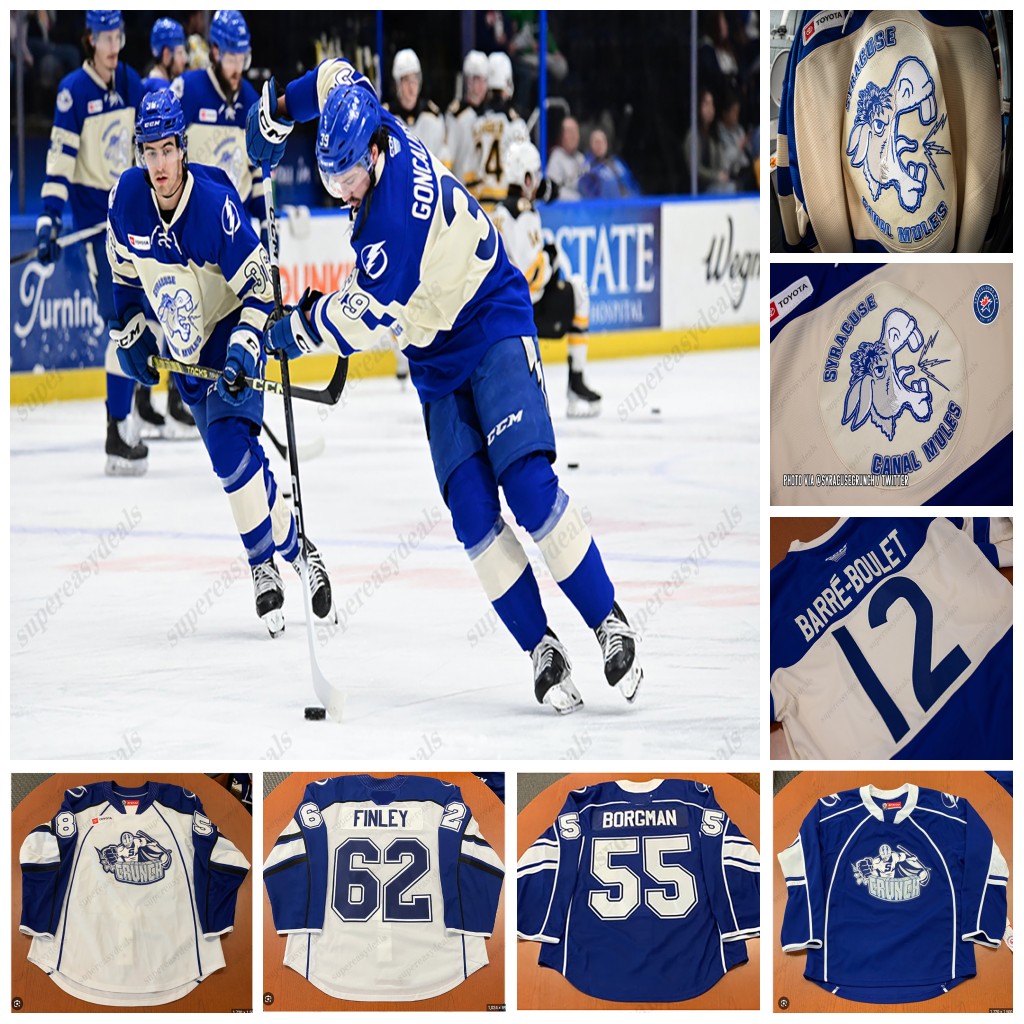 AHL Syracuse 2024 Crunch Jersey Stephens Myers Fortier Barre-Boulet Tristan Allard Element Groshev Chaffee Robert Goncalves Dumont Feist Koepke EDMONDS