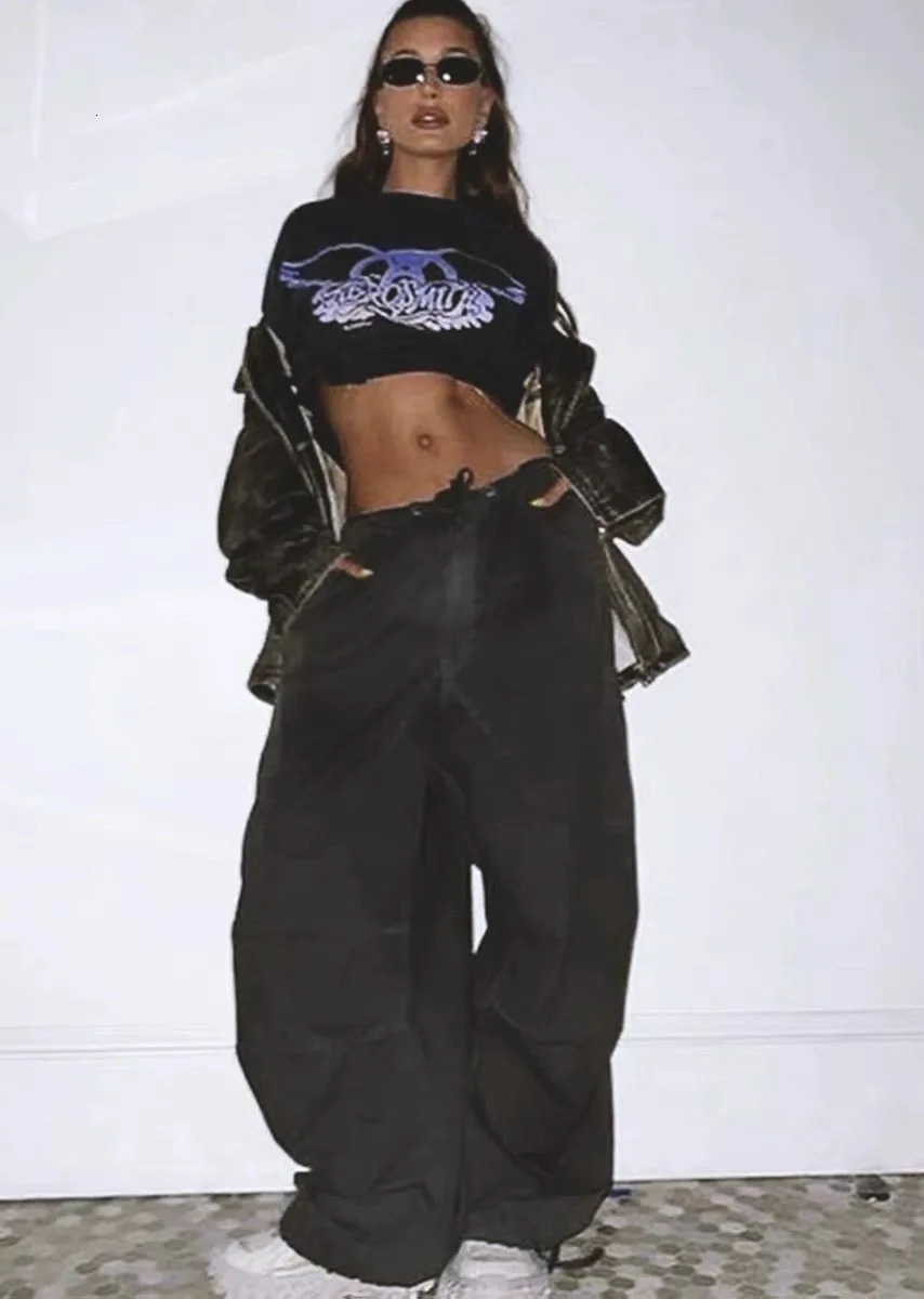 jaded london brown overalls American retro drawstring leg casual wide-leg trousers for men and women 241031