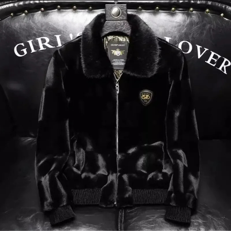 Winter Men Fur Collar Fluffy Jackets Man Fleece Warm Casual Coats Good Quality Male Slim Fit Size 5XL 241031