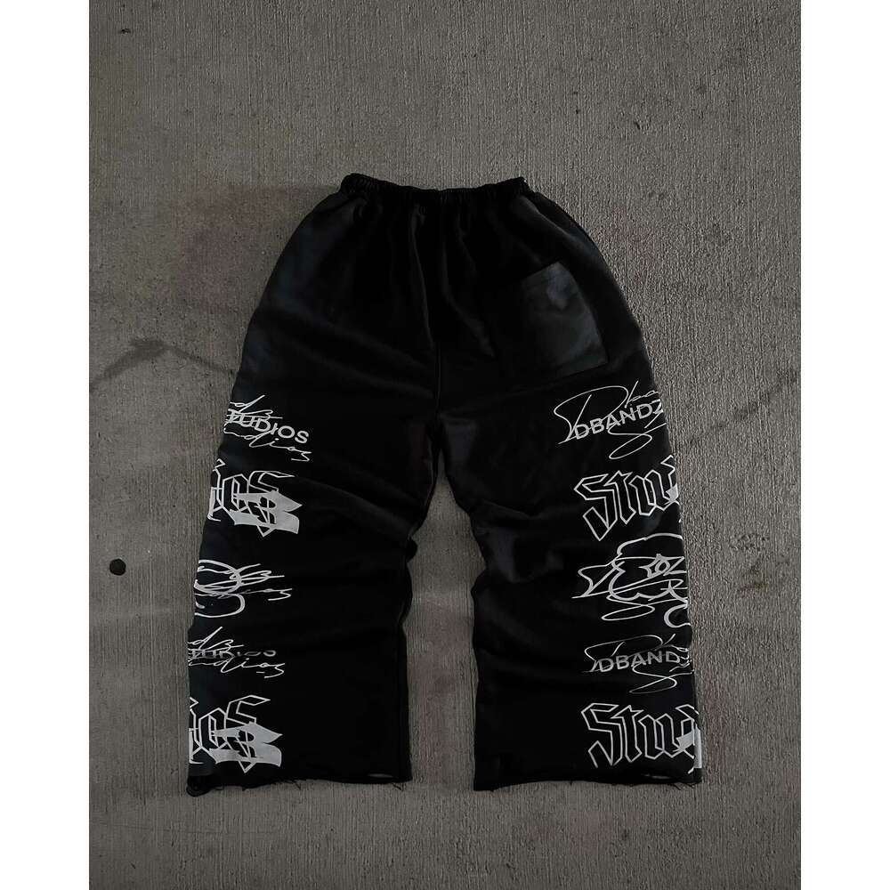 Mens Casual Pants Gothic Fleece Sweatpants Men Running Jogger Elastic Waist Rivet Sports Gym Trousers Y2k Trendy Street Clothing