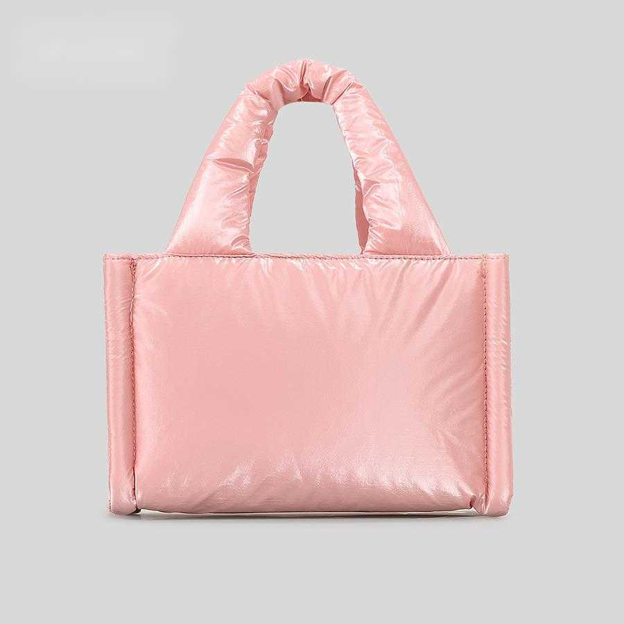 design with cotton clip, single shoulder crossbody bag, women's shiny silver nylon small square bag, lightweight stylish small size handbag 24101