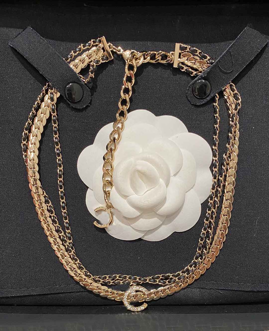 2026 Luxury quality charm pendant necklace with diamond and black genuine leather several layers line PS6660