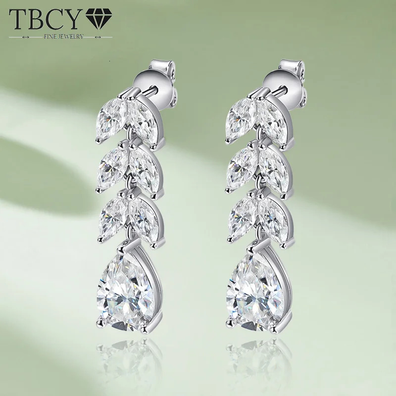 TBCYD 7.6cttw D Color Horse Eye Full Mo Silica Drop Earrings Pearl Cutting S925 Pure Silver Womens Exquisite Jewelry Wedding Party 241031