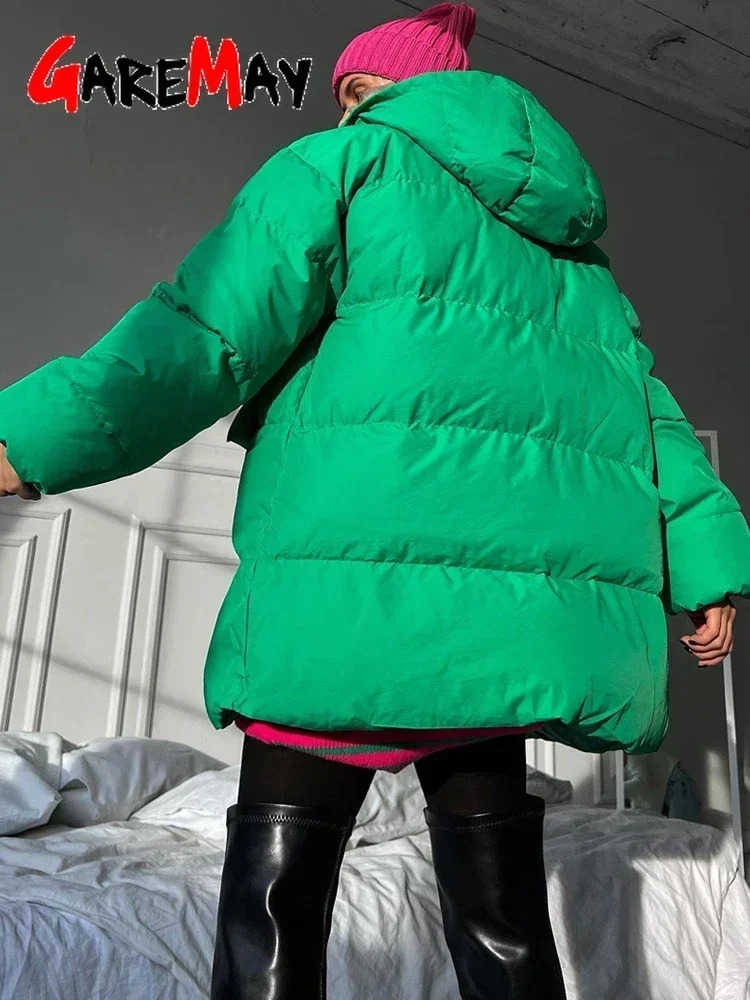Womens Winter Parka 2024 Warm Jacket Blue Vintage Padded Thick Oversize Black Cotton Winter Quilted Coat with Hood for Women 241031