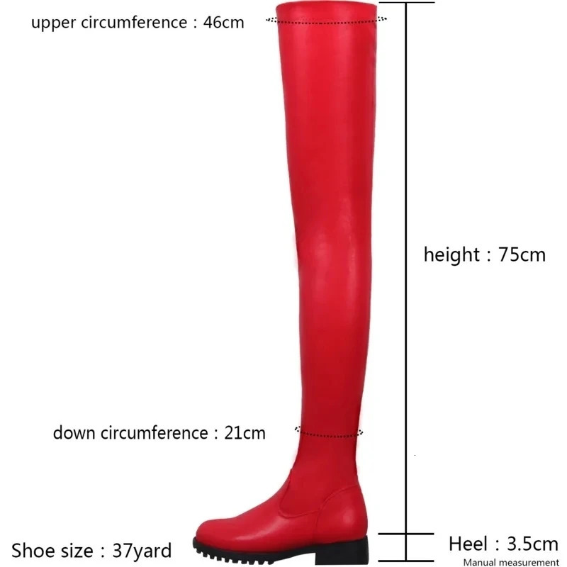 Big Size 47 Thigh High Boots Pu Leather Low Heel Over The Knee Boots Ladies Comfortable Shoes Women Boots Winter 241031