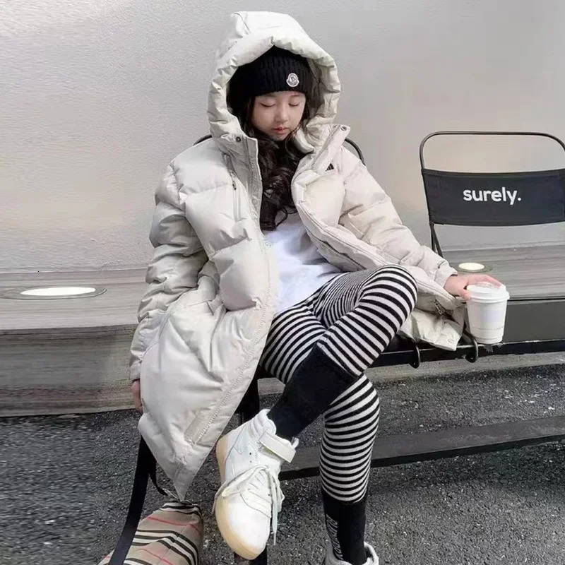 Girls winter clothing thick and warm long park fashionable and casual hoodie childrens jacket 10-12 13-year-old teenagers jacket 241031 - view 3
