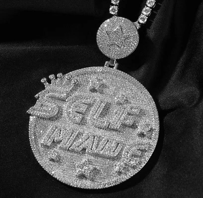 Hot Hip Hop Jewelry Solid 925 Sterling Silver Vvs Moissanite Diamond Iced Out Custom Credit Card Pendant with Cuban Link Chain