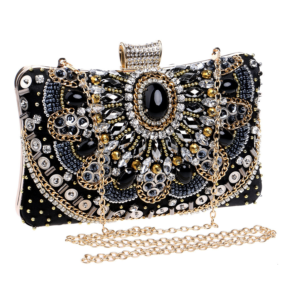 New Grand Banquet Handmade Embroidered Bead Embroidered Dress with Diamond Inlaid Fashion Women's Bag