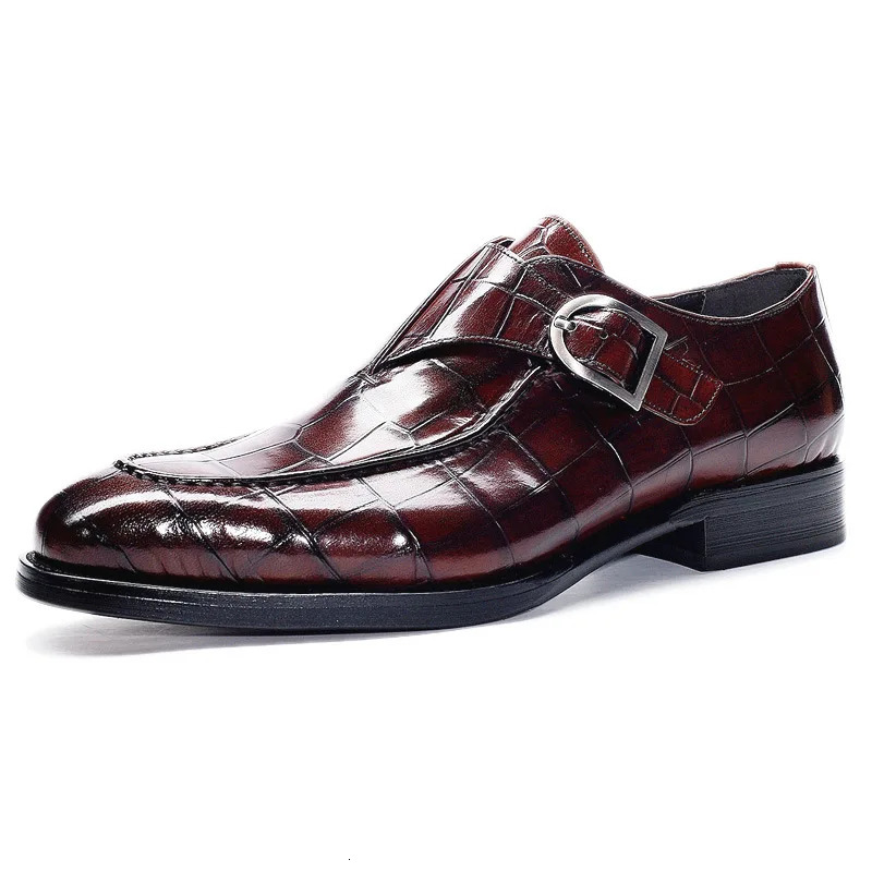 Mens casual leather buckle fashion Loafers mens square shoes business formal elegant high-quality 241031