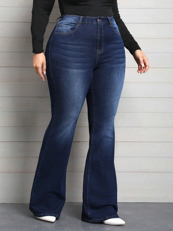 Womens Plus Size Jeans Casual Blue Denim Vintage Y2K Denim Trousers Pants for Female 2024 241031