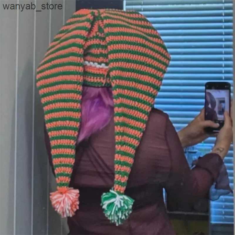 Wide Brim Hats Bucket Hats Handmade Striped Clown Hat Oversized Hats Headdress Photo Props Adult Children Crocheted Hat Handmade Clown Hat New Year Wi