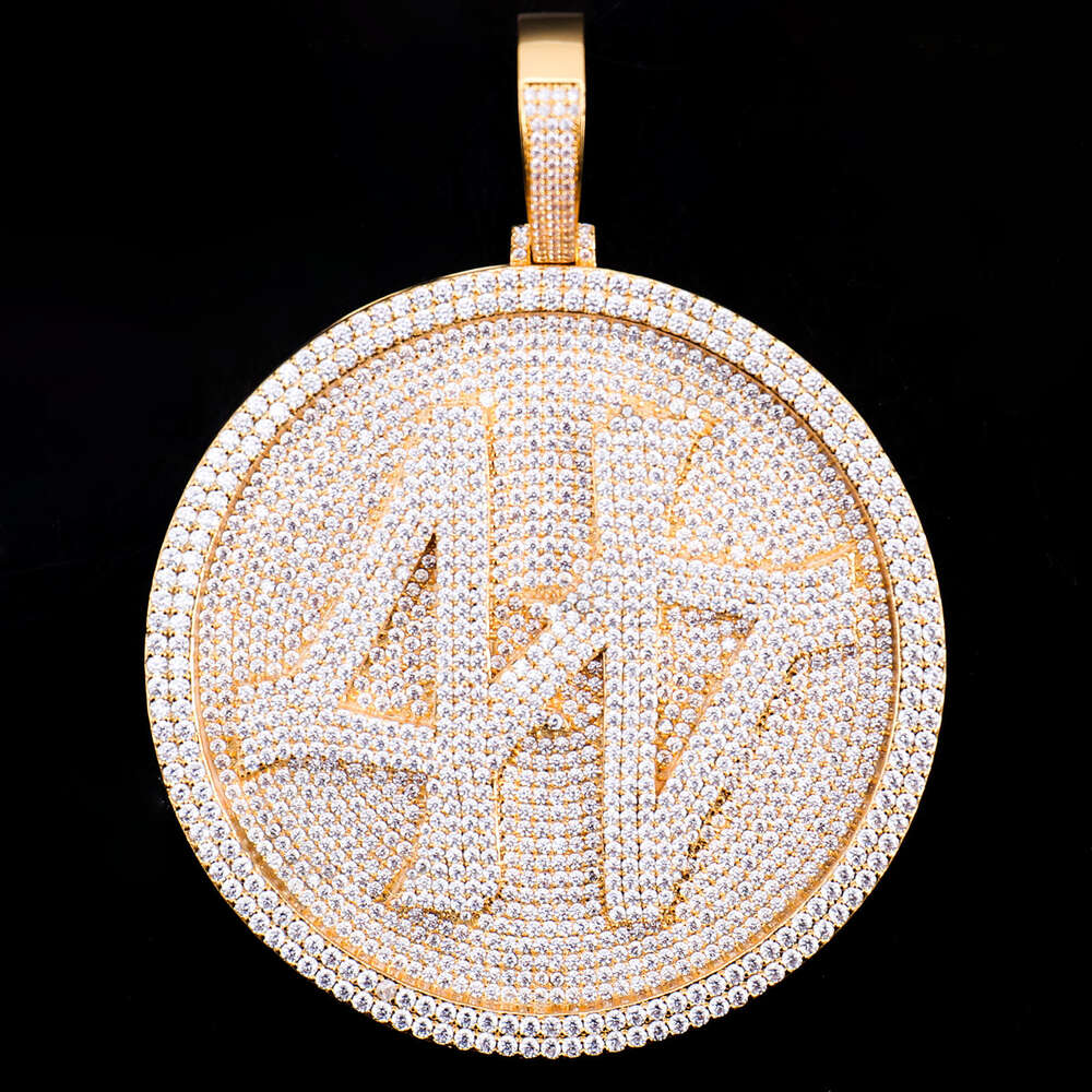 Luxury Style Iced Out Hip Hop Custom Chain Pendant 925 Silver Moissanite Round Jewelry S925 Pendant Charms for Necklace