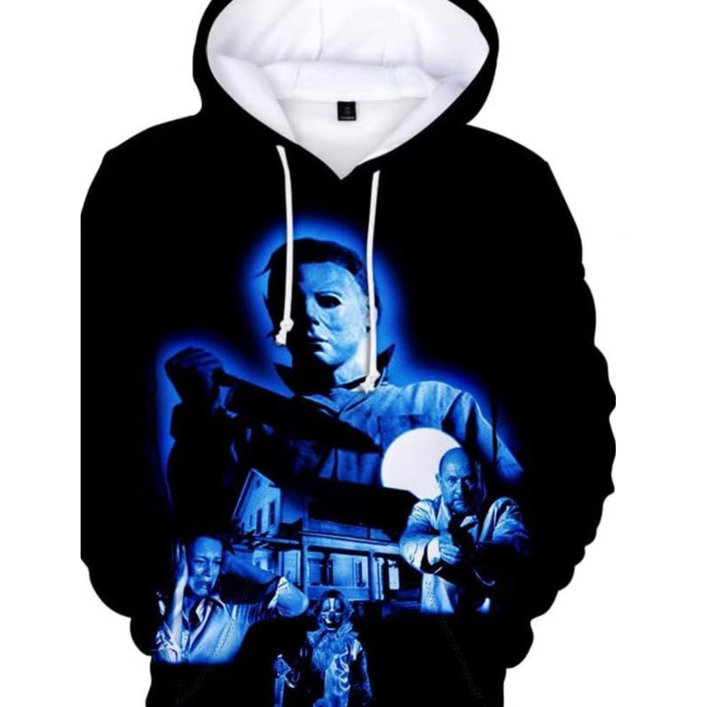 Hoodie for Mens Womens Michael Myers Hoodie Horror Movie Cosplay Costume 3D cool Pullover Sweatshirt Graphic Hoodies Creative fash sweatshirt Pullover