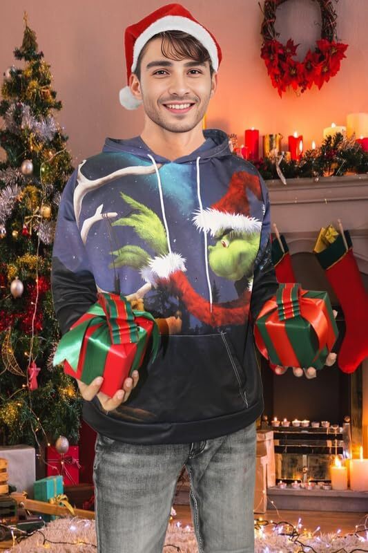 Hoodie for Mens Womens Mens Christmas Ugly 3D Printed Graphic Long Sleeve Hoodies Creative fashion with Pocket Graphic Hoodies sweatshirt Pullover Lon