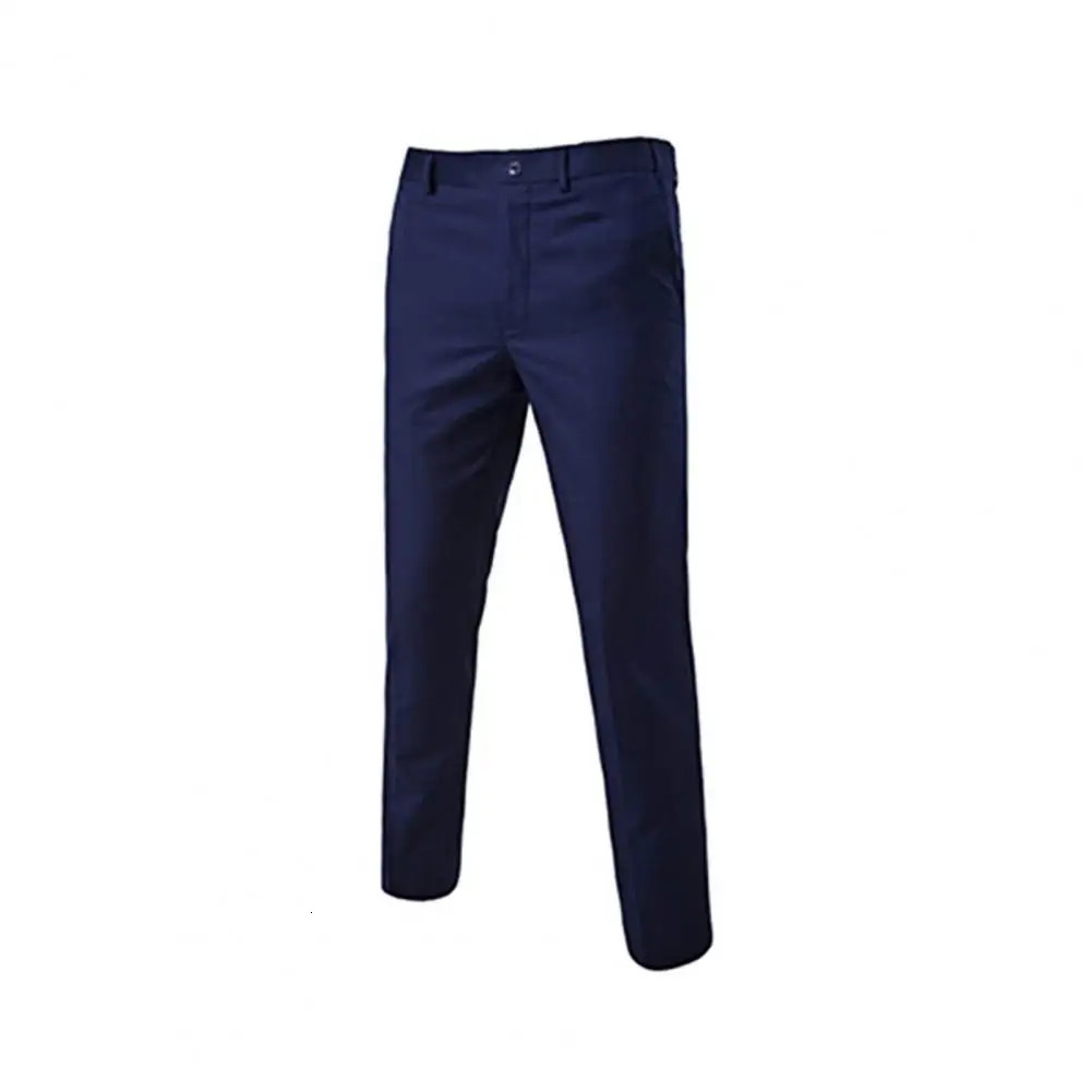 1 Set Men Suit Fine Touch Handsome Daily Wear Pure Color Pockets Blazer Pants Clothes 241031