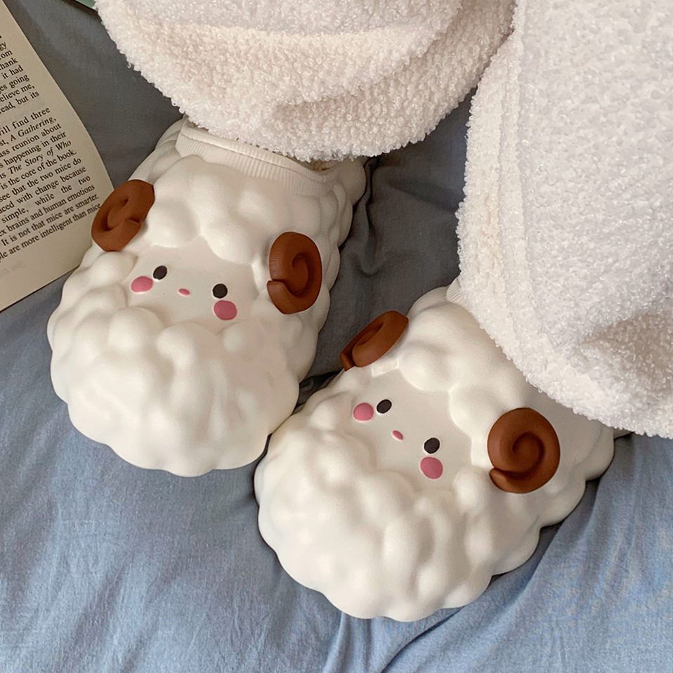 Three-dimensional Lamb slippers for Women Girls Ladies Fall/Winter Warm fur slide Furry plush mule Luxury women's shoes Flat slipper slide foot