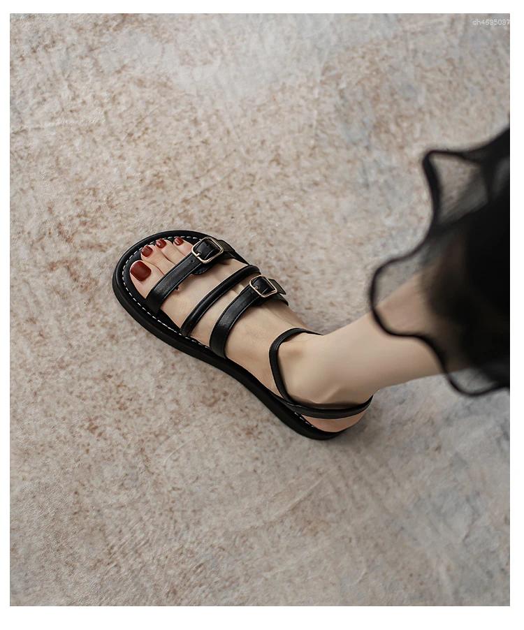 Sandals Summer Women's Shoes Open Toe Casual Gladiator Retro Low Heels hurenlakeshoes hurenlakeshoes