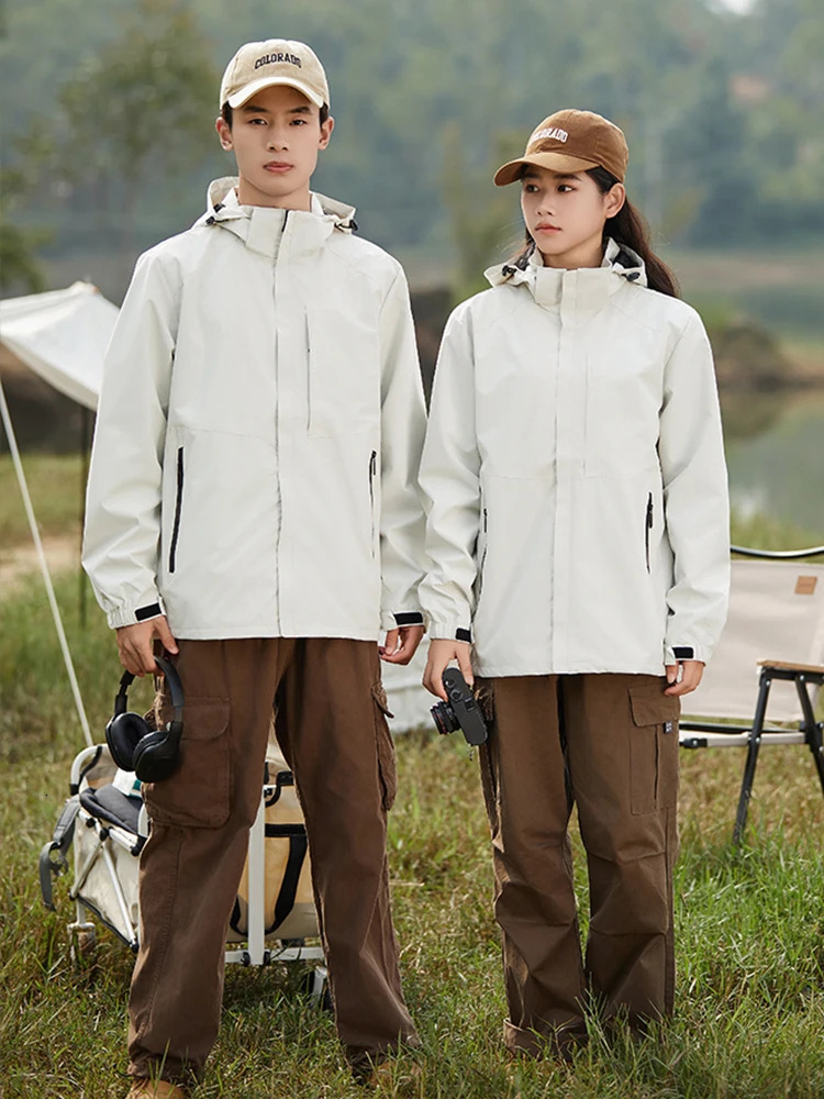 Spring Autumn Casual Jacket MenWomen Outdoor Waterproof and Windproof Hooded Windbreaker Coats 241024