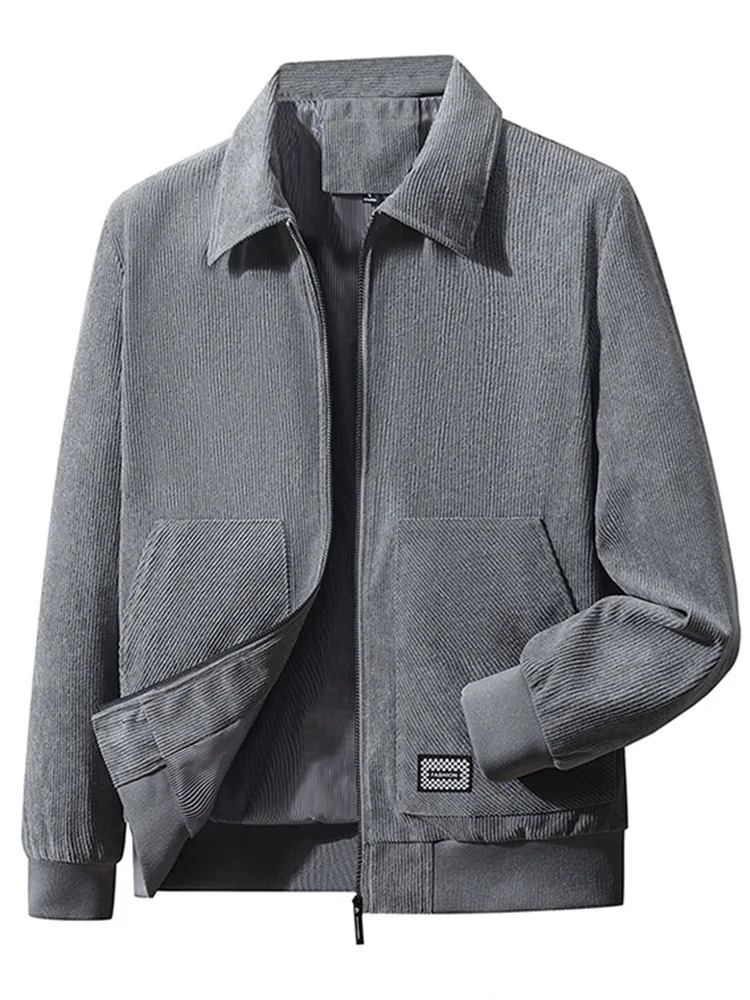 Mens Casual Windproof Warm Corduroy Lapel Fashion Simple Lightweight Lines Smooth Large Size Trend Winter CottonPadded Coat 241024