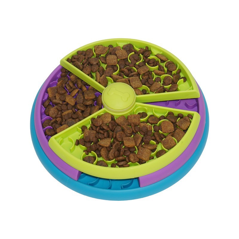 Pet three-layer puzzle rotating pet slow food bowl anti overturning feeding tool feeder cat and dog bowl