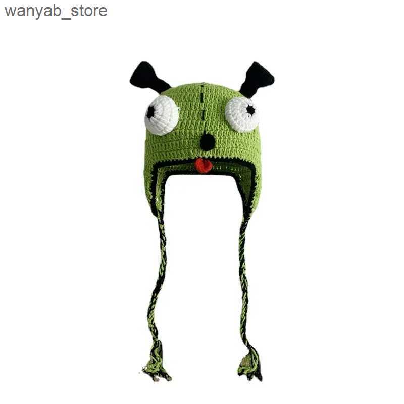 Wide Brim Hats Bucket Hats Funny Cartoon Skullies Beanie Cute Wool Knit Hat Mask Men Women Winter Warm Monster Pullover Christmas Cosplay Costumes Gif