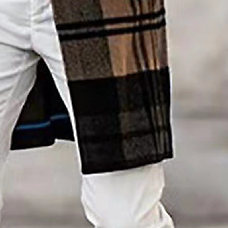 Men Casual Plaid Woolen Overcoat Autumn Winter Mid Length Loose Comfortable Elegant Fashionable Versatile Woolen Overcoat 241024