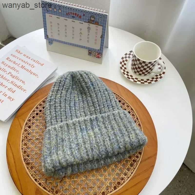 Wide Brim Hats Bucket Hats Winter Unisex Wool Hat Loose Big Head Circumference Knitted Hats Womens Korean Warm Oversized Skullies Beanies Christmas Gi