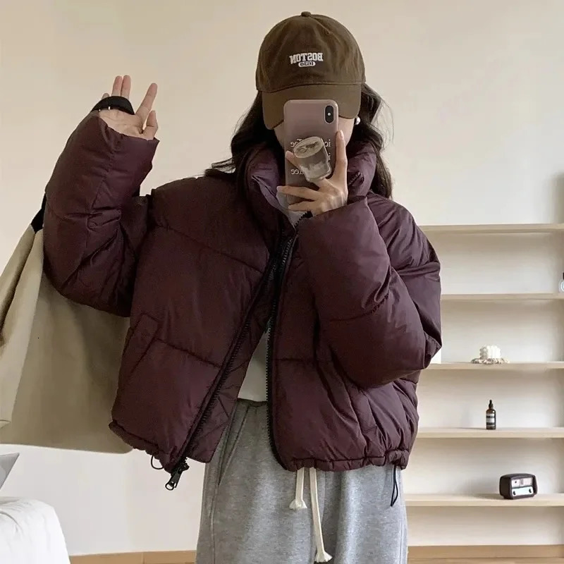 2024 Women Solid Loose Puffer Jacket Winter Korean Chic Oversized ThickenedWarm Parkas Female Coat Lady Padded Ja 241031