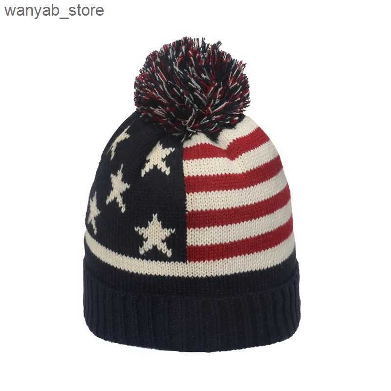 Wide Brim Hats Bucket Hats Winter Beanie Cuffed Knit Warm Hat for Men Women Youth Boys Girls American Flag Outdoor Ski Sports Hiking Caps L240910