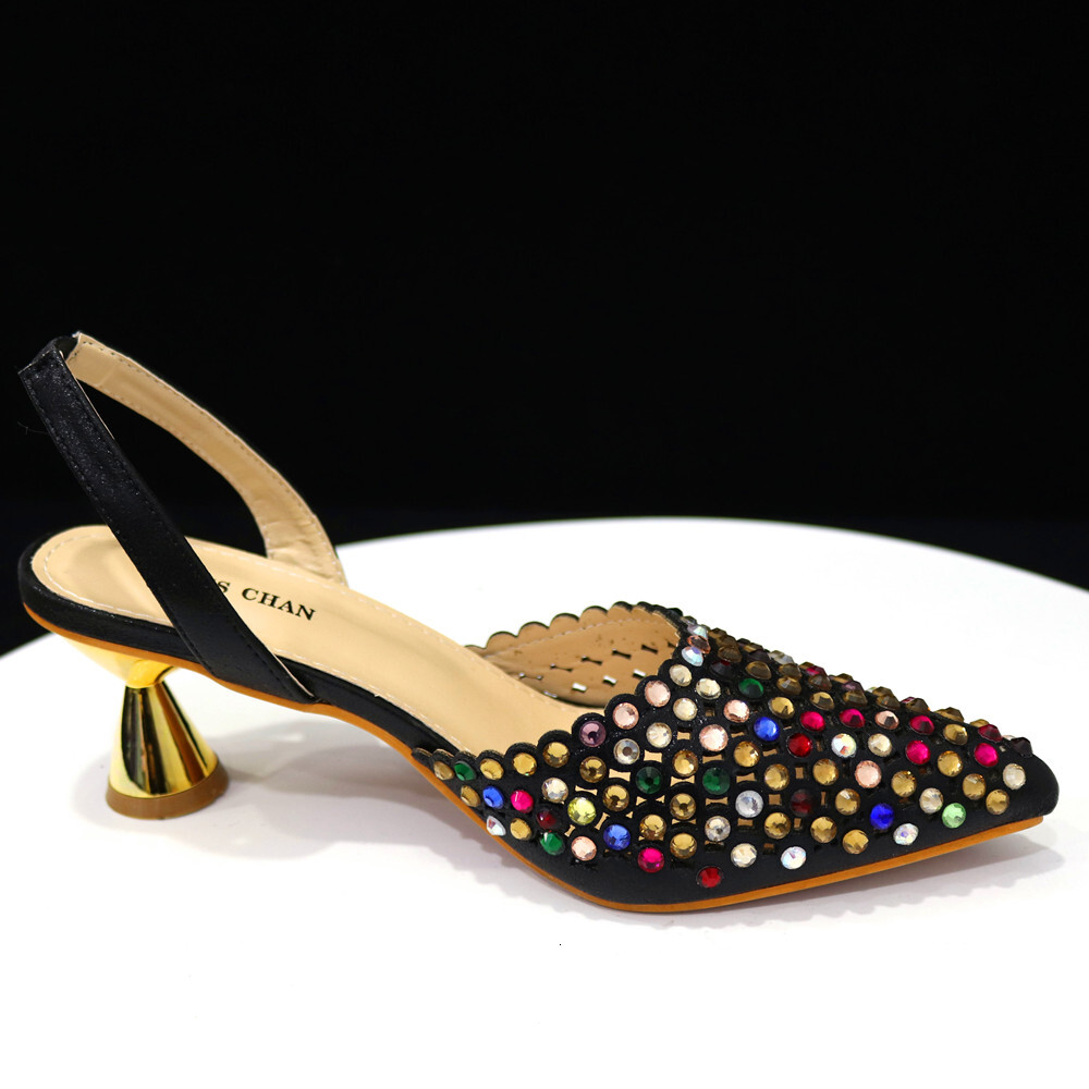 Venus Chan 2023 New INS High-Heeled Pointed Toe Wedding Shoes Colorful Full Dia Design Shoe And Bag Set For Nigeria Party 241110