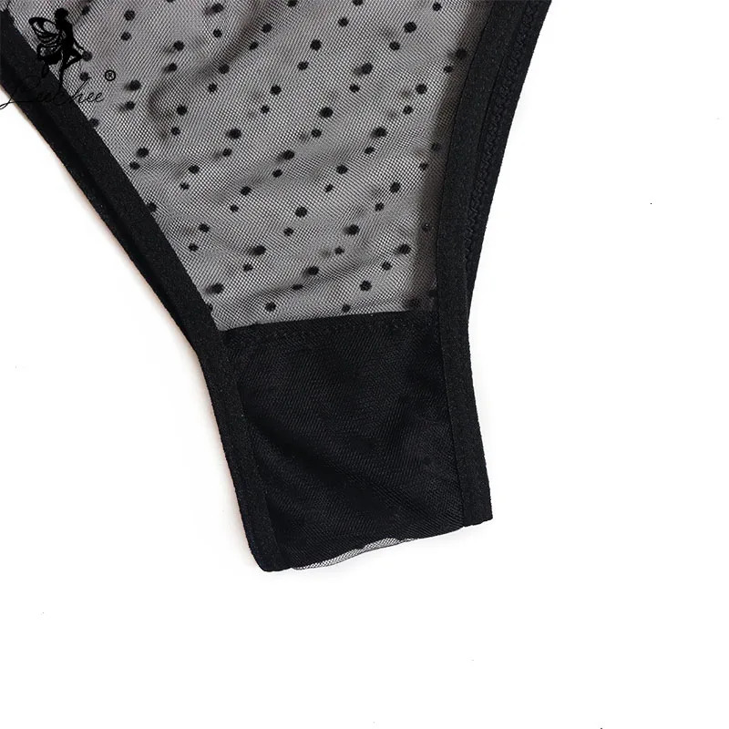 Leeche Bra set Transparent Lingerie set Breathable Bra For Women Cute Dot Mesh Underwear Set Sexy Bh Lntimate Lingerie 241031