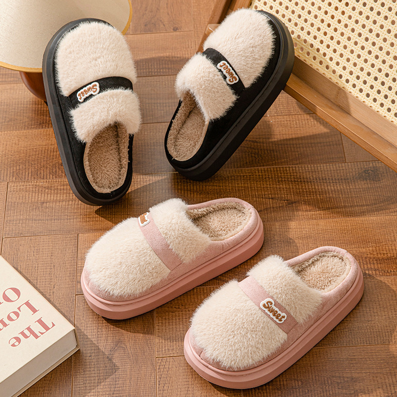 free shipping designer shoes mens flat sandals for women furry fur fluffy winter cotton warm soled thick plush slippers sliders slide