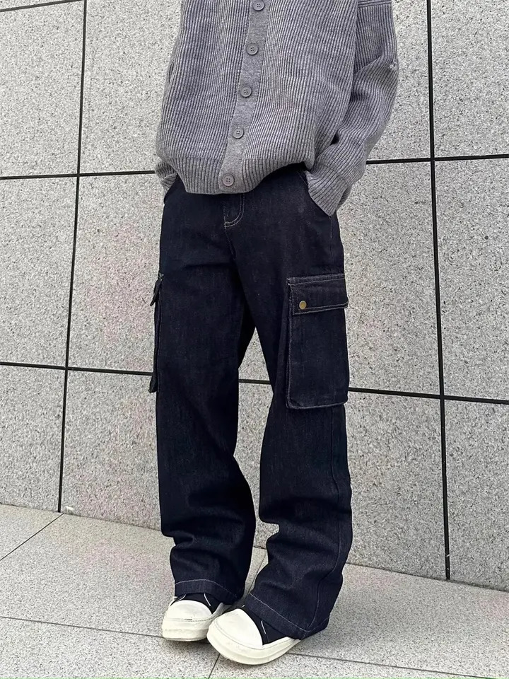 Black Man Jeans High Waist Wide Leg Jean Fashion American Vintage Y2K Streetwear male Denim Trouser 2024 Baggy Denim Pants 241031