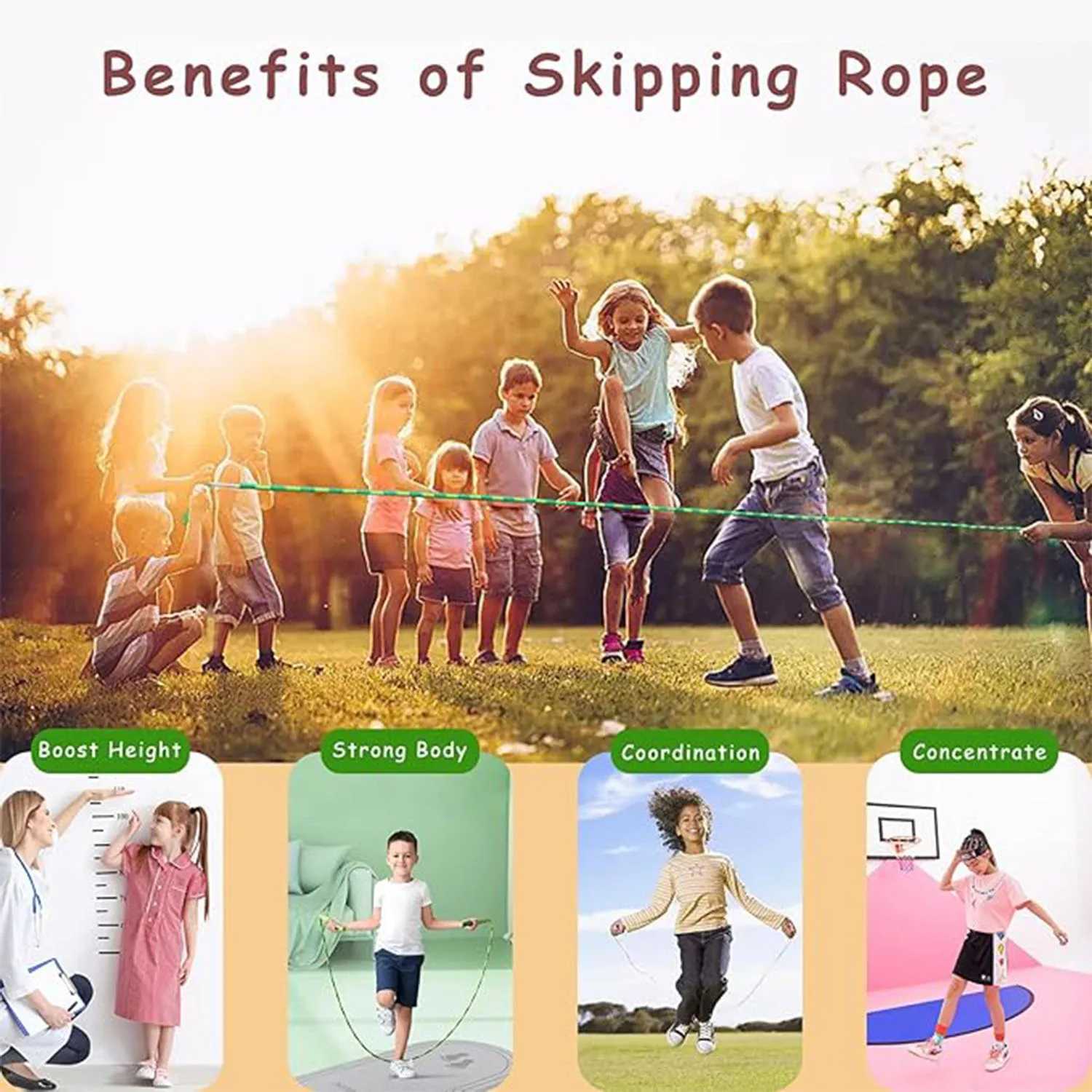 Childrens skipping rope soft bead skipping rope adjustable strength anti Tang segmented soft bead skipping rope suitable for women men and childrenW24