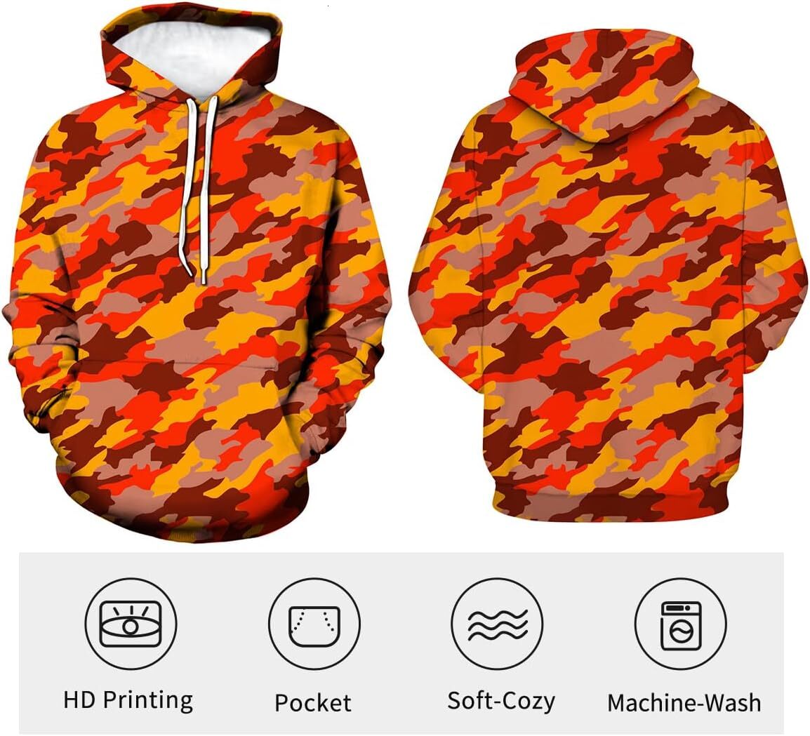Hoodie for Mens Womens Funny Camo Hoodie Novelty Abstract Theme Creative fashion Hoodie Sweatshirt Graphic Hoodies sweatshirt Pullover Long Sleeve
