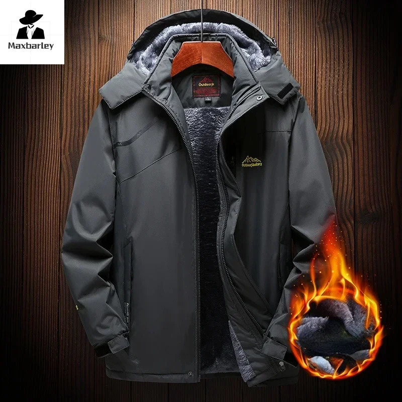 Mens Winter Jacket Fleece Thick Warm Hooded Parka Male Waterproof Big Size Padded Coat Snow Camping Outerwear Plus 7XL 8XL 241029