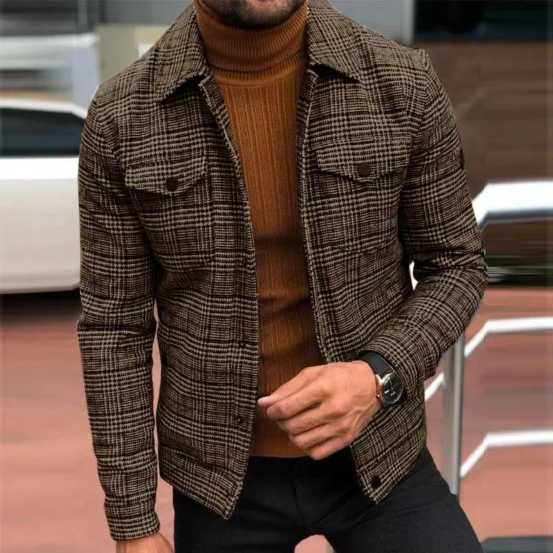 Autumn and winter mens slim fit lapel windproof casual jacket 241031